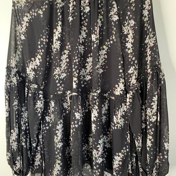 All Saints Eimar Cultivar Balloon Sleeve Sheer Floral Womens Top Size 4 Small - Picture 8 of 16